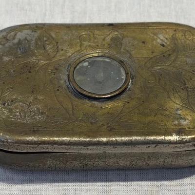 1800's Lorillard Chewing Tobacco Tin Box Rose Leaf with Frog & Compass