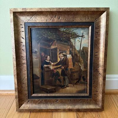 Dutch Genre "The Traveling Salesman" Reproduction Oil on Tin