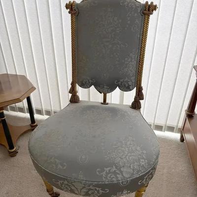 Vintage Blue Upholstered Boudoir Chair