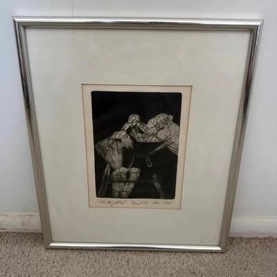 "The Big Stool" Numbered & Framed Print Original Art Ann Noel 1973