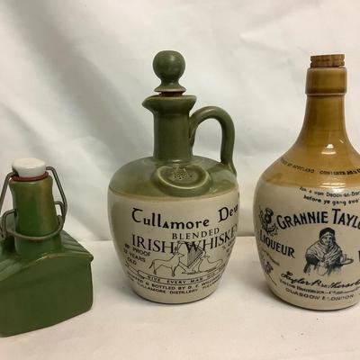 Pure Vermont Maple Syrup Log Cabin, Grannie Taylors Whiskey Jug, & Tullamore Dew 