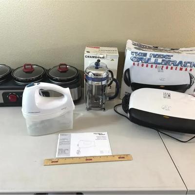 Appliance Lot - Bella Multi-Crock Pot, Chambord French Press, Hamilton Beach Hand Mixer+++