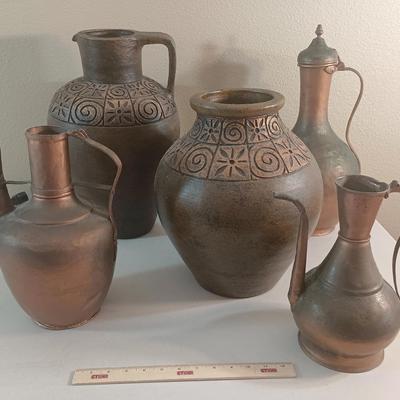 Large Scale Pottery 17"Tallest, Vintage Copper Decor