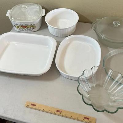 Pyrex/Corningware Lot - Wildflower Open Roasted, Pyrex France Fluted Bowl, Pie Pan