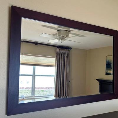 Dark Wood Rectangular Wall Mirror 36x24