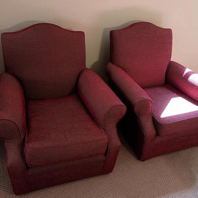 Pair Of Burgundy Upholstered Chairs 32x34x32 Each