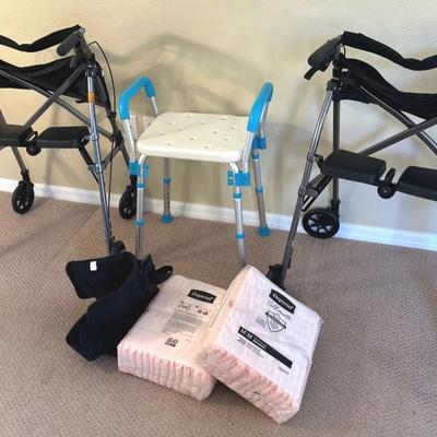 Medical Lot - Shower Chair, Able Life Rollators, Size M Depends+++