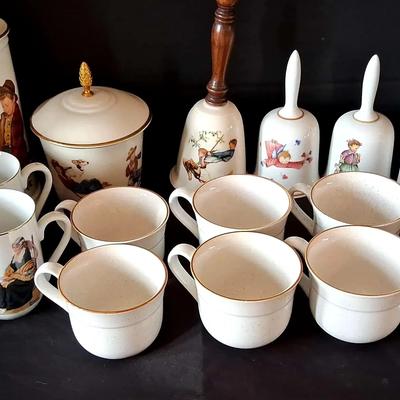 Norman Rockwell Mug & Bell Collection with Lidded Jar and Pitcher