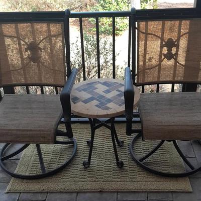 Mosaic Stone Bistro Table with Swivel Chairs
