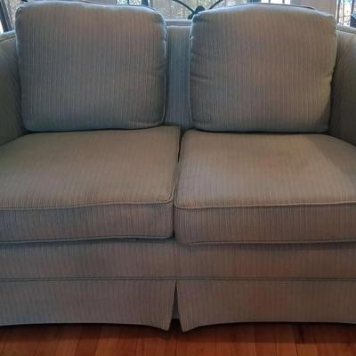 Pennsylvania House "Consensus 50" Light Green Striped Loveseat (1 of 2)