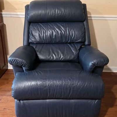 La-Z-Boy Blue Leather-Like Recliner Chair