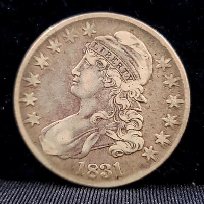1831 U.S. Mint Capped Bust Half Dollar Silver Coin, Early American Issue