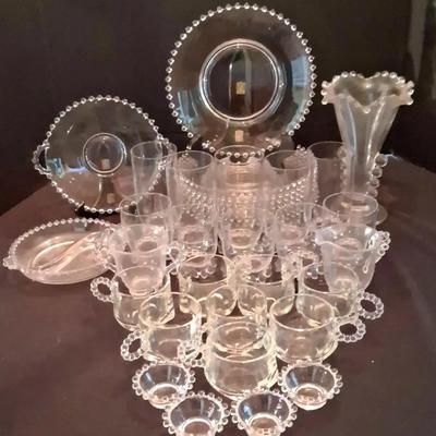 Imperial Glass Beaded Glassware Collection with Plates, Cups & Serving Pieces