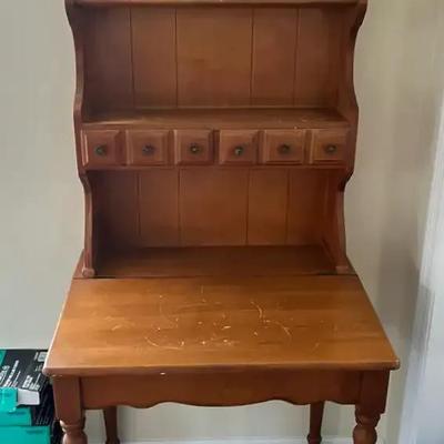 Vintage Lift-Top Desk with Attached Hutch