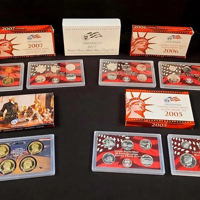 2005–2007 United States Mint Silver Proof Sets featuring 50 State Quarters & Presidential $1 Coins