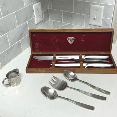 Vintage Gerber Carving Set, Towle Stainless Steel Serving Set And Small Stainless Steel Pict  Picture