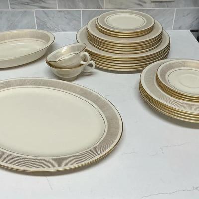 Lenox Flourish Ivory & Gold Porcelain Dinnerware Set – Made in USA (not Complete)