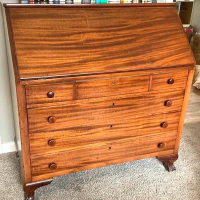 Antique-Style Wooden Secretary Desk with Drop-Front BOOKS NOT INCLUDED