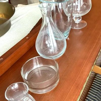 Assorted Clear Glass Vases And Bowls 