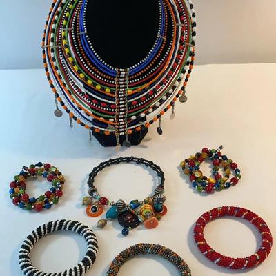 Beaded African Necklace And Other Beaded Items