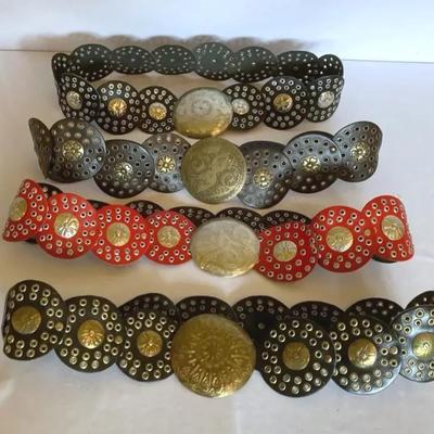 Western Style Leather, Metal Disc  Belts Made In Morocco 