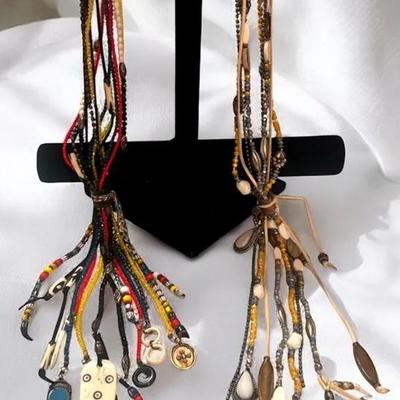 Bohemian-style/Native American Multi-Strand Glass Beads Necklaces 