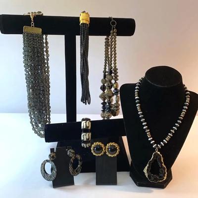 Black, White, & Gold Tones Costume Jewelry
