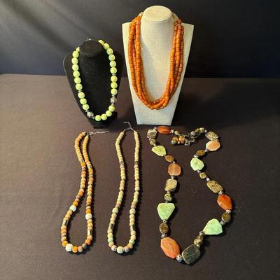 SSD Necklace, Fiddlinfrogs Clay Bead Necklace, Chartreuse Necklace & 2 UMTHA Necklaces