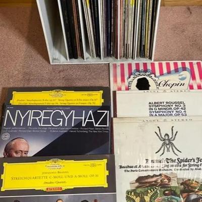 Vintage Classical Vinyl Records in MCM White Cube Storage, 50 Pieces Approx