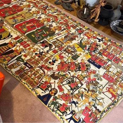 “The Procession" Kalyan Josh, Phad Painting, Rajasthan Textile Folk Art | Large Format