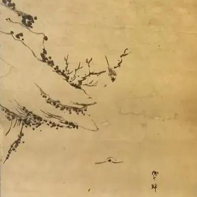 Antique 18th Century (Estimated) Korean Painting, Plum Blossoms