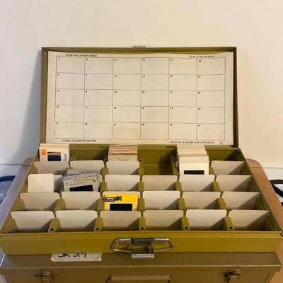 Architectural and Travel Slides in Vintage Metal Slide Storage Boxes, 35mm and Aluminum Slides