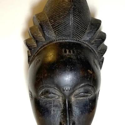 Baule Mblo Portrait Wooden Mask, Baule People, Ivory Coast Folk Art