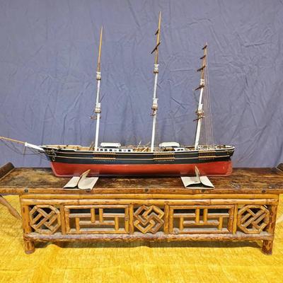 Antique Cutty Sark Ship on a Chinese Bamboo Pedestal