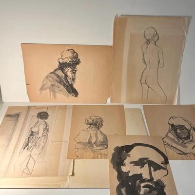 Robert Nicolais, Early Works | Sketches in Ink and Pencil 6 Pieces 