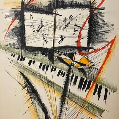 MidCentury Modern “ Abstract Piano”, Robert Lersy, Limited Edition 85/100 Lithograph | Unframed- RSV