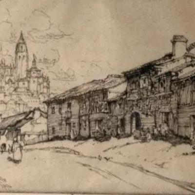 “Segovia from the Porta de Madrid, Spain", Ernest David Roth, Signed Lithograph | Unframed |RESERVE 