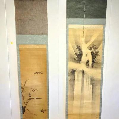 Japanese Kakejiku Hanging Scrolls Kita Busei Attributes | Edo Period | Likely Antique 2Pcs