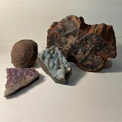 Blue Chalcedony, Hematite, Native American Ironstone, Quartz Rock Collection