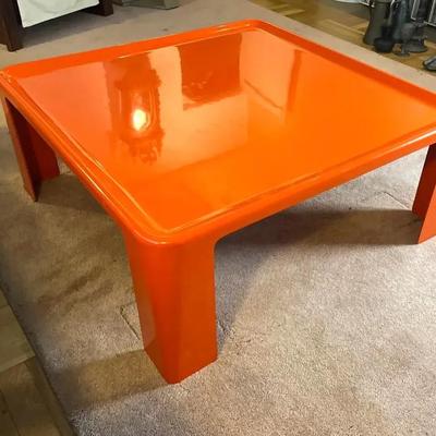 MidCentury Modern Mario Bellini Amante Orange Fiberglass Coffee Table