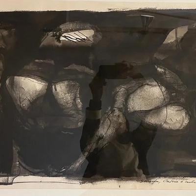 MidCentury Modern Rico Lebrun, Inkwash on Paper, “Backs, Legs 16….” 6/39 1962 Lithograph