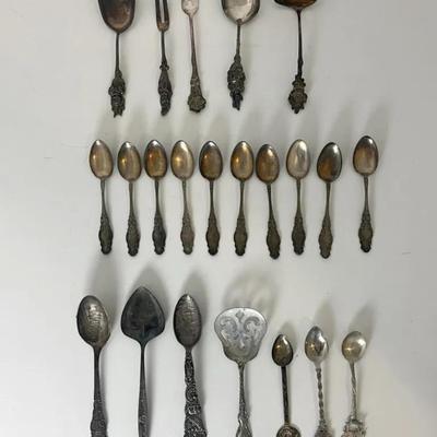 Silverplated Teaspoons and Serving Spoons, 22 Pieces