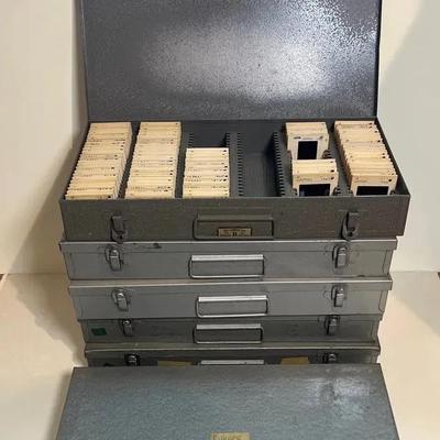 Architectural, Design, Global Travel 35mm Slides in  Vintage Sorter Metal Boxes | US, Mexico, Canada