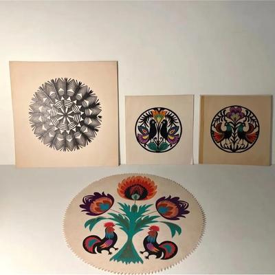 Wycinanki Paper Cutting Polish Slavic Folk Art, 4 Pieces