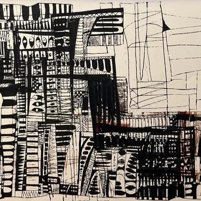 MidCentury Modern S Raganoff, “Cityscape” Signed and Numbered Lithograph | Unframed