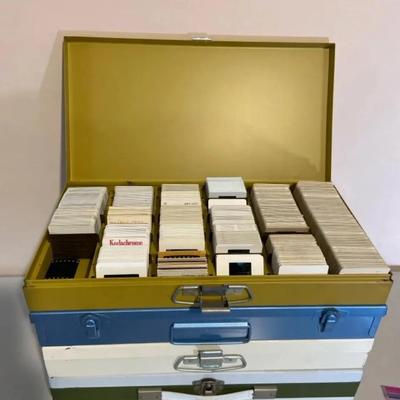 Design, Architectural and Travel 35mm Slides in Vintage Metal Slide Storage Boxes