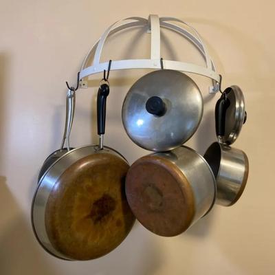 Revere Ware Pots, Cuisinart Skillet with Hanging Pot Rack
