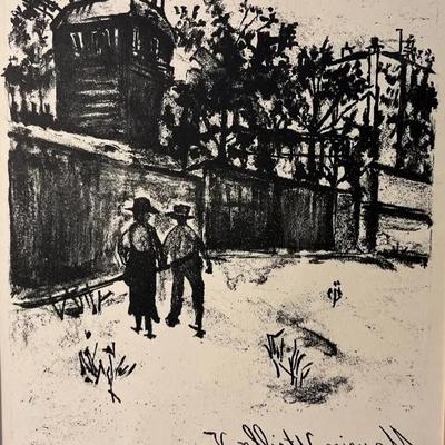 Antique 1920s Lithograph, “Walking Home”, Maurice Utrillo- French Impressionist | Unframed- RESERVE 