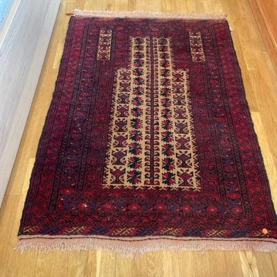 Afghan Baluch Hand Knotted Wool Prayer Rug-RESERVE-59 in x 40 in 
