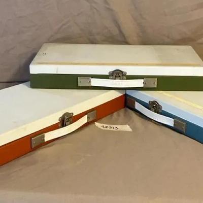 Travel Slides of Europe, Japan, Spain and Other Countries in Vintage Metal Slide Storage Boxes 